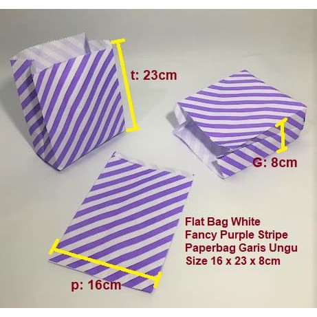 

Paperbag Flat Kantong Kertas Warna Ungu Garis (L) Souvenir A4 Kertas Bungkus Makanan / Roti / Snake