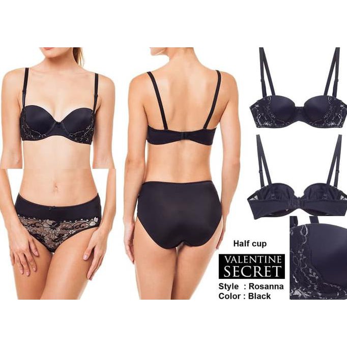 Tterlaris Top Bra Set With Panty Valentine Secret Style Rosanna Color Black