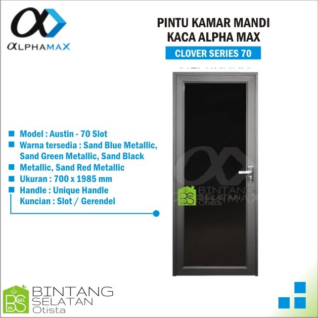 PINTU KAMAR MANDI KACA ALPHA MAX  DOOR CLOVER SERIES CLOVER 70