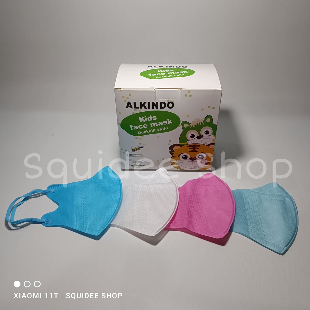 Masker Duckbill Anak Alkindo 3 Ply Polos isi 50 pcs