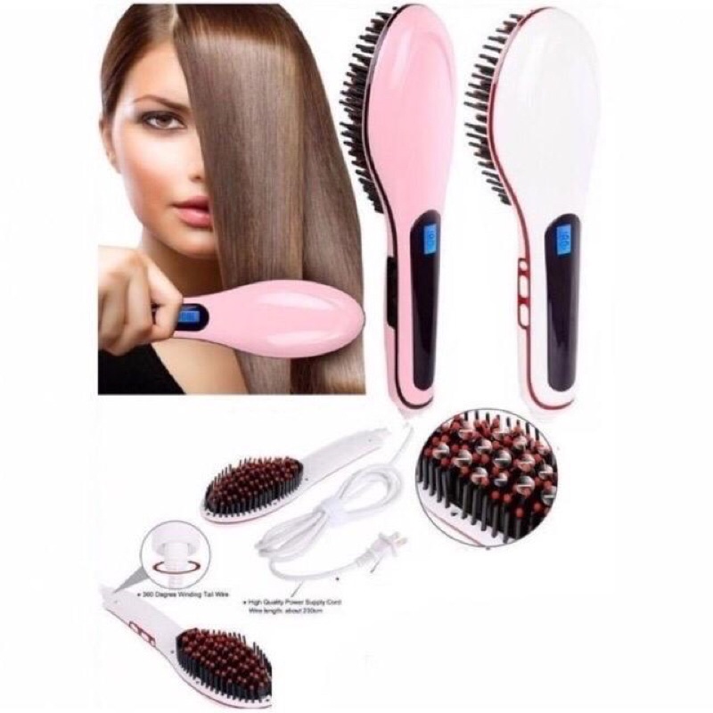 Catok Sisir Listrik Pelurus Rambut Elektrik dengan LCD Fast Hair Straightener catokan Lurus Original