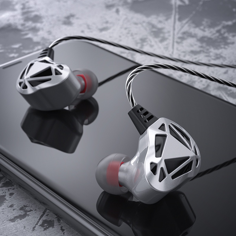 F5 Headset Earphone Sport In-Ear Bass Hollow Anti Air Noise Canceling HiFi Stereo Dengan Kabel + Mic