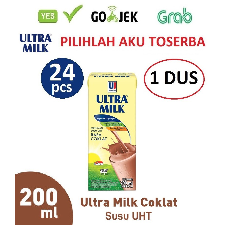 Susu Ultra Coklat (Cokelat) - 200 ml - 1 DUS ISI 24 pcs