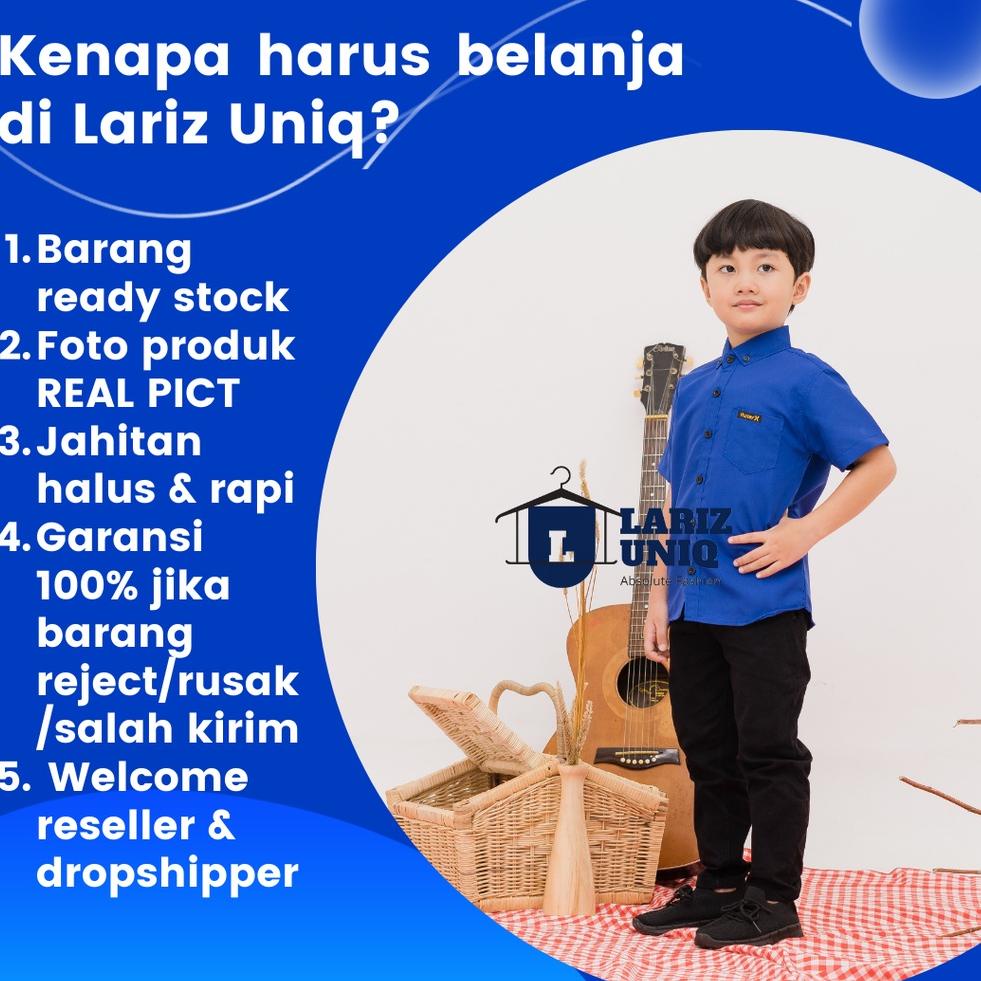 {Spg31au22ᴱ} Kameja Baju Hem Anak Laki laki Kemeja Polos Atasan Lengan Pendek Cowok Kids Fashion 1-1