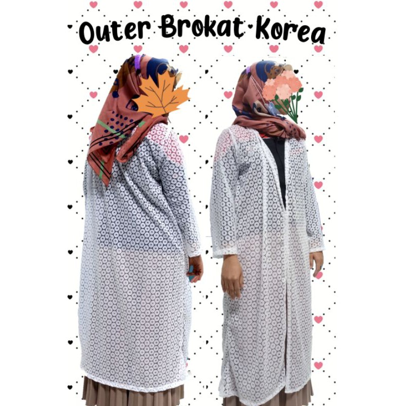 [AJM] LONG OUTER/KARDIGAN/CARDIGAN/BROKAT KOREA WARNA PUTIH BERSIH