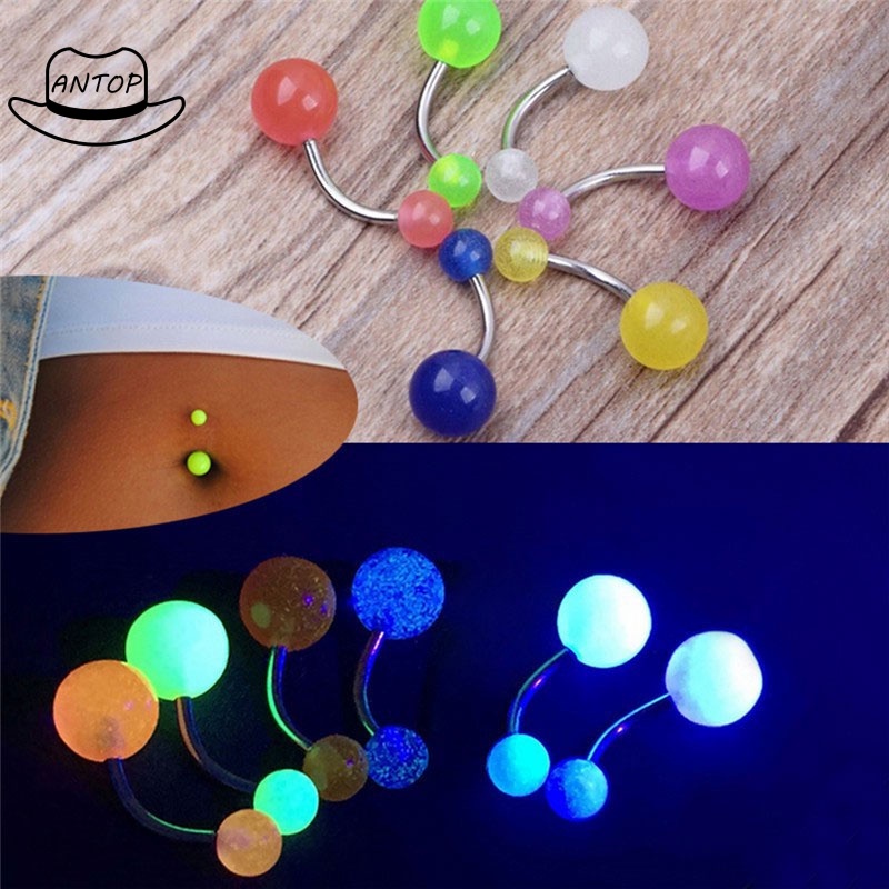 1pc Anting Tindik Perut/Pusar Bahan Stainless Steel Akrilik Luminous Dengan Untuk Wanita ANTOP