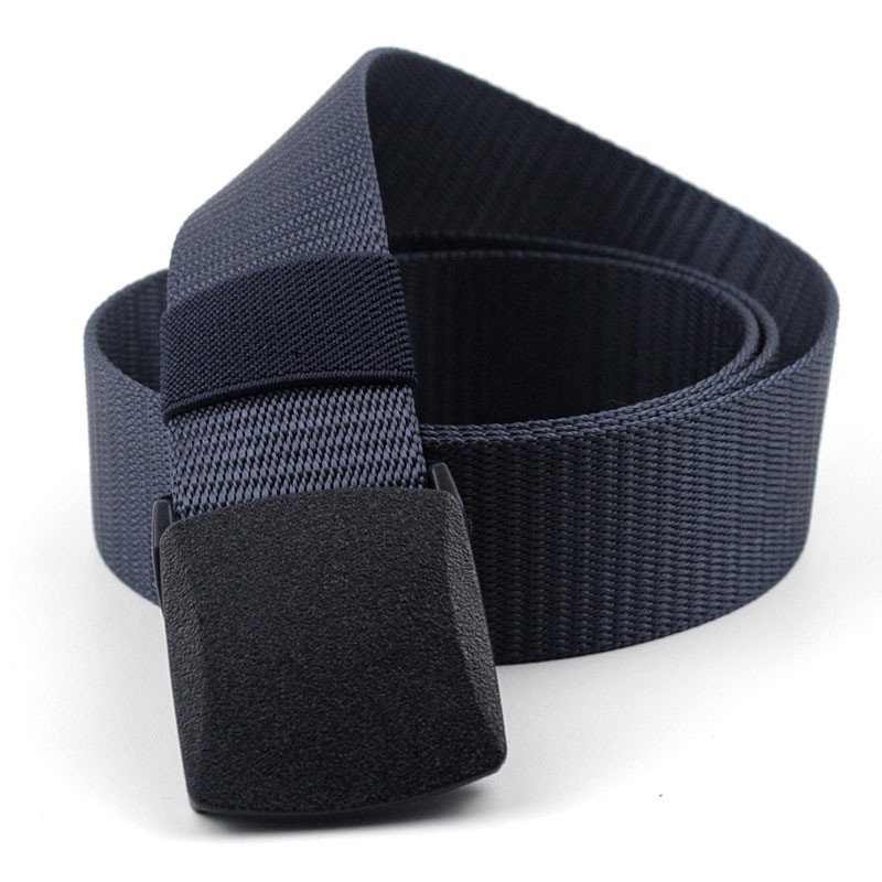 Sabuk kanvas nylon hitam navy hijau cream Anti Metal Detector Gesper Tali Ikat Pinggang Anti XRay