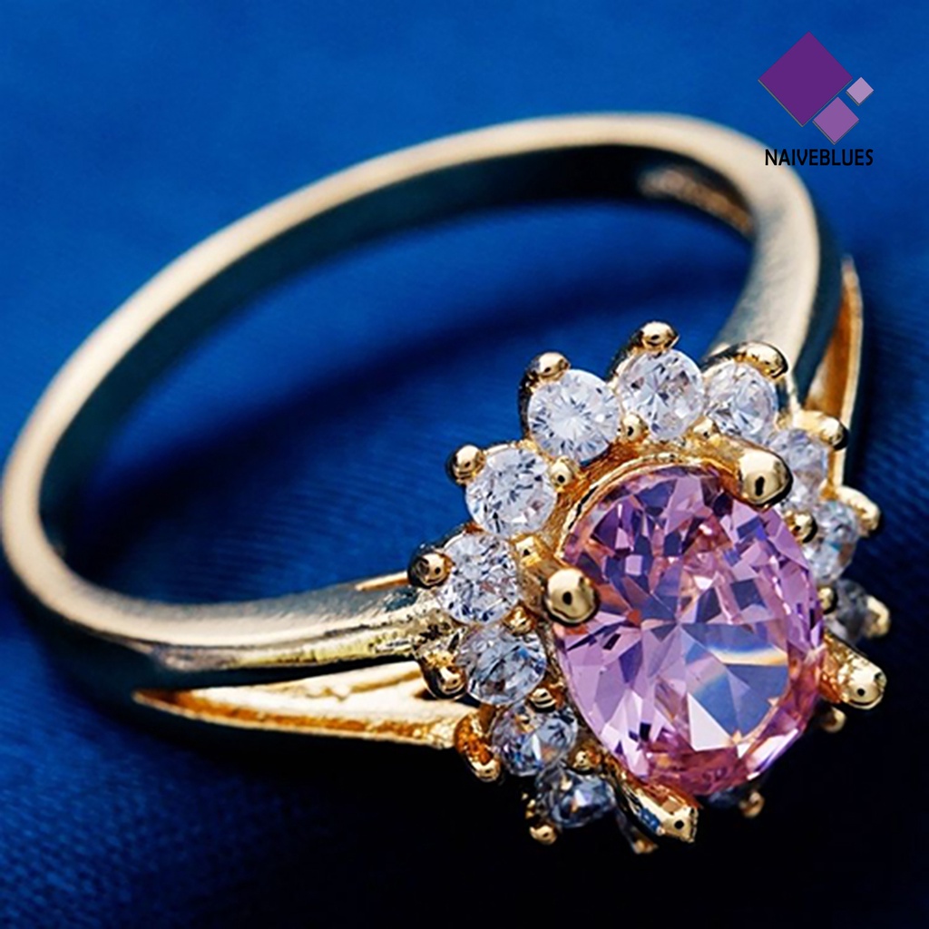 Naiveblue Cincin Berlian Imitasi Elegan Untuk Pengantin Wanita