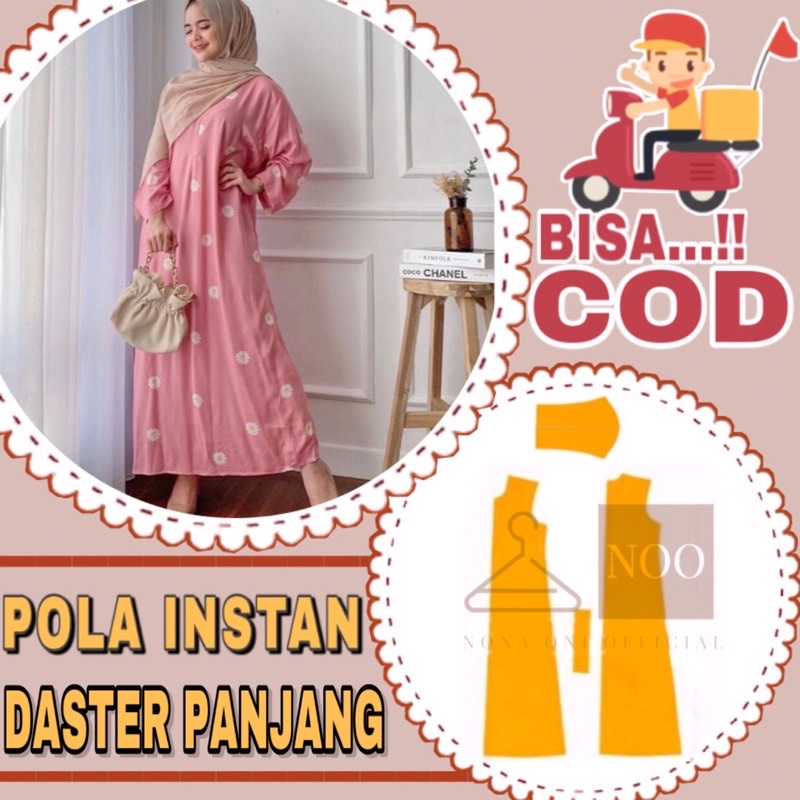 BISA COD✔️ Pola baju instan daster lengan panjang - pola jiplak daster - pola jahit daster sudah ber