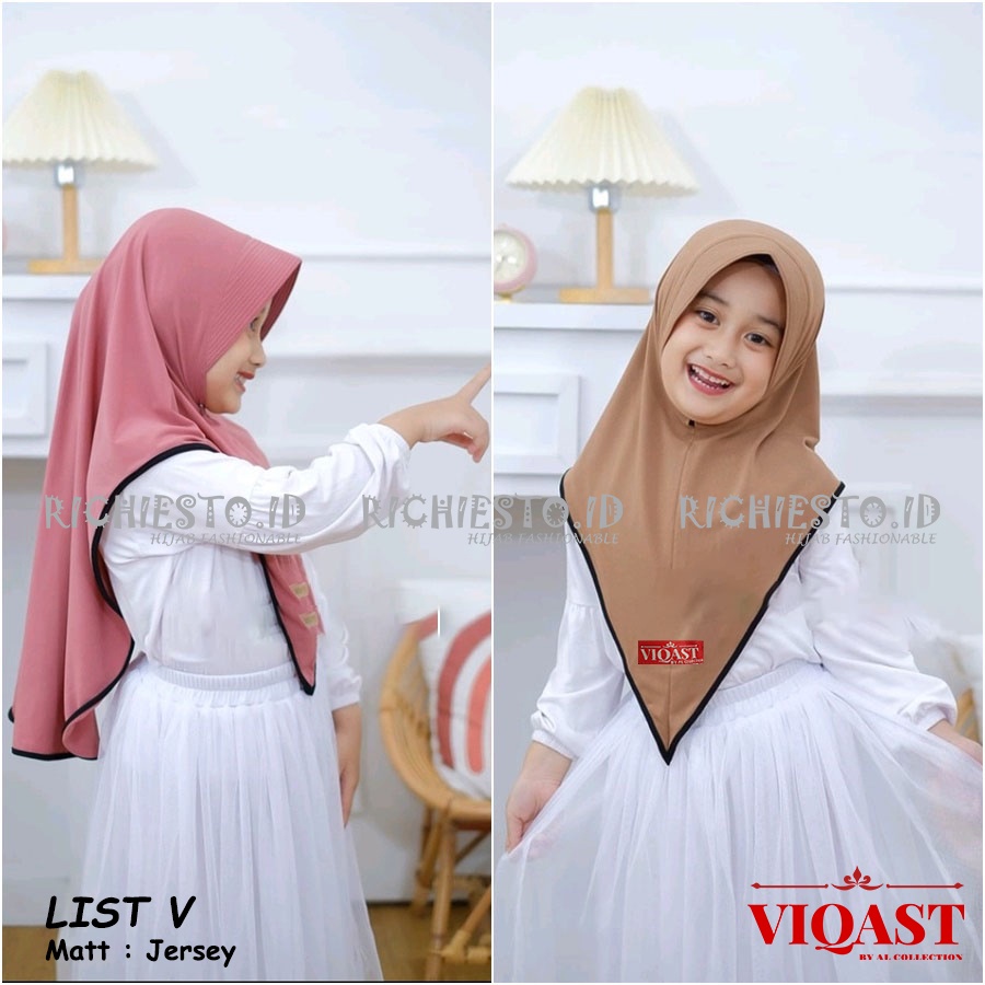 Jilbab Anak Bergo Pet LIST V 3-7 Tahun Jersey Premium Hijab Instan Anak Lucu Murah Kerudung Anak Perempuan Terbaru