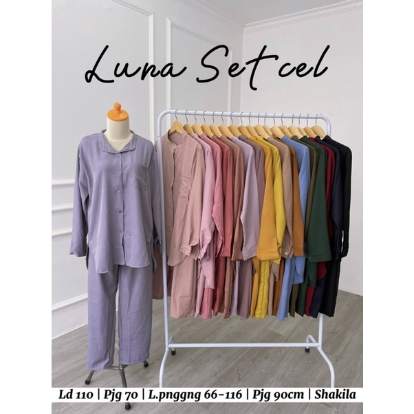 LUNA SETCEL ONESET KEMEJA BASIC SETELAN BASIC SETCEL POLOS MUSLIM SETCEL KERAH SHANGHAI