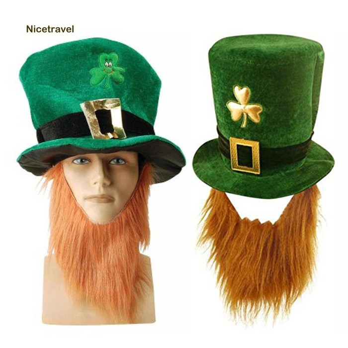 Topi dewasa Saint Patrick's Day dengan jenggot