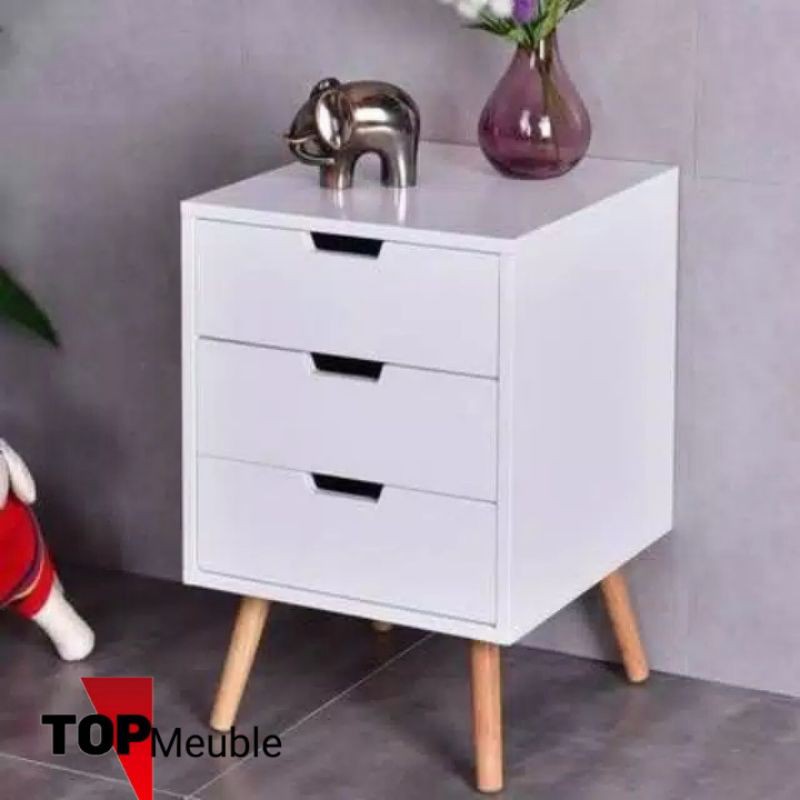 Nakas retro 3 laci (drower,nakas jati,nakas antik,nakas duco putih )