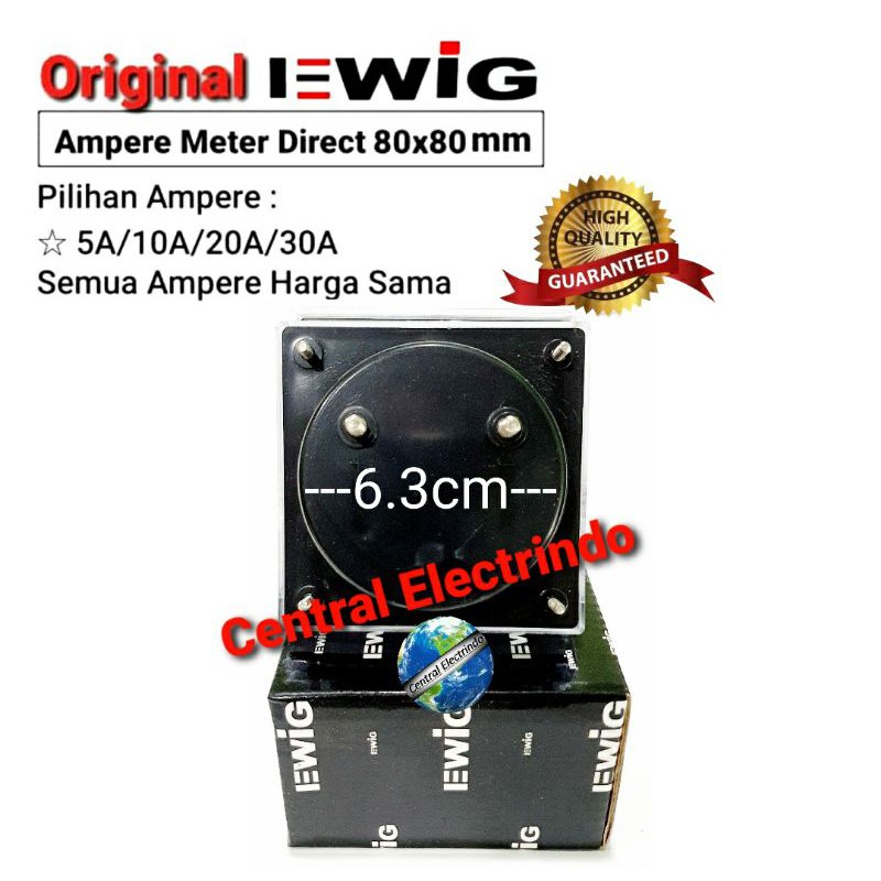 Ampere Meter Analog Direct EWIG 80x80mm.