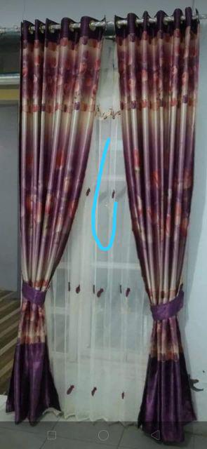 Gorden Minimalis Tulip Ahud Tanpa Vitrase Ungu Plus Tali Bahan