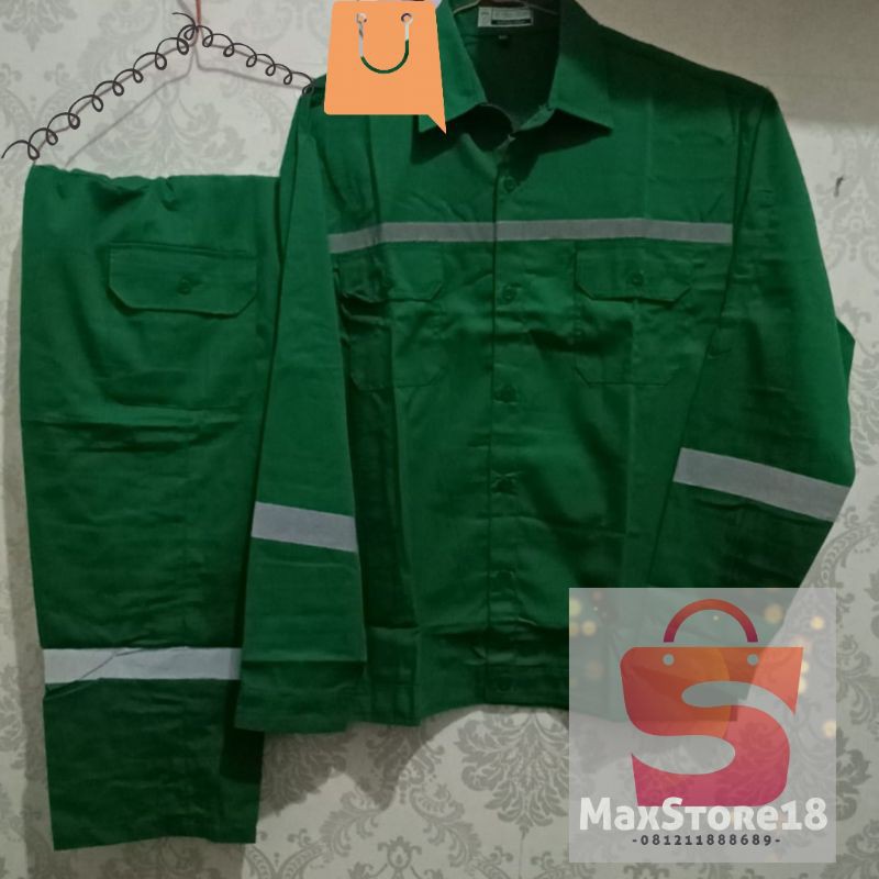Safety Wear setelan Baju Celana Hijau