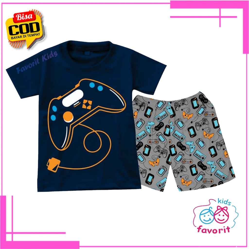 Favorit kids Baju tidur anak anak lengan pendek celana pendek gambar stick game