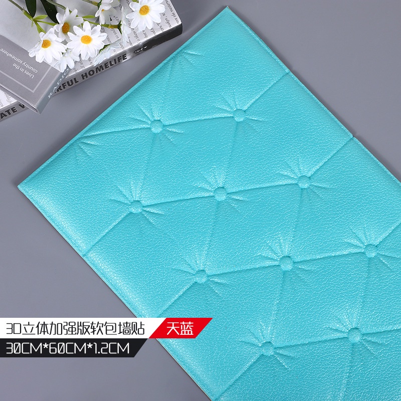 Wallpaper Foam 3D Headboard Bed Wall Sticker Dinding Walpaper Busa Dinding Dekorasi Kamar Ruangan-Headboard Tosca 12mm