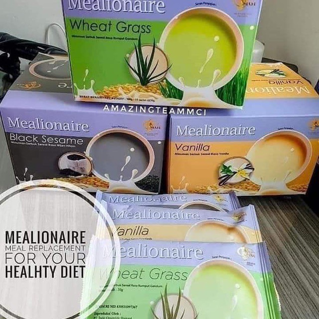 

Mealionaire MCI MGI 1box 10 Sachets Diet Vanilla Black Sesame Wheat Grass