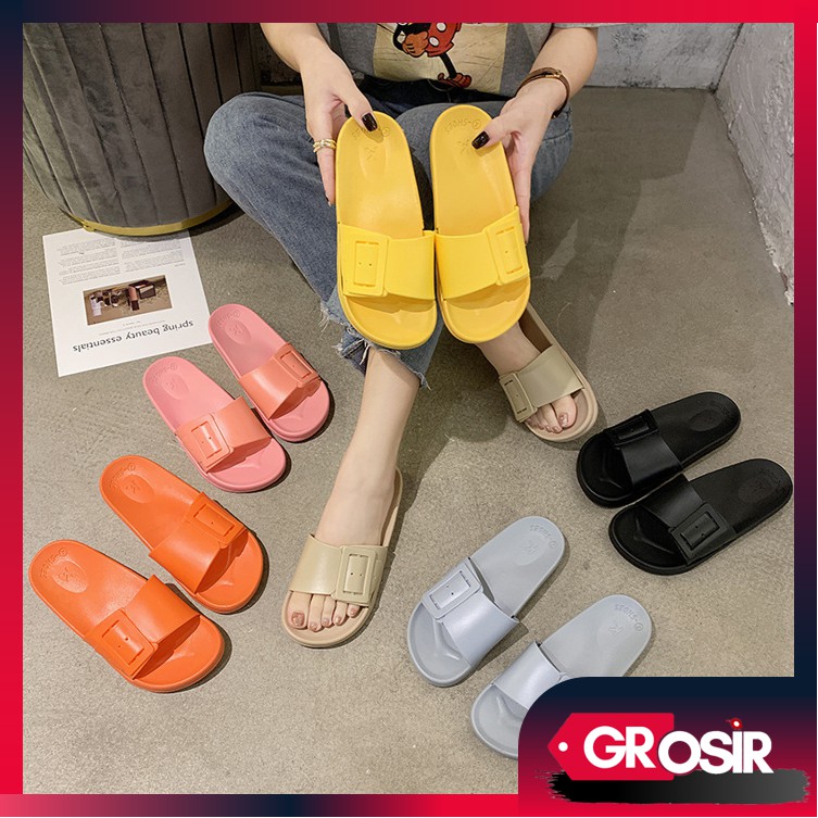 Grosir - S865 Sandal Slop Karet Berwarna / Sandal Fashion Murah Import Batam / Sandal Wanita