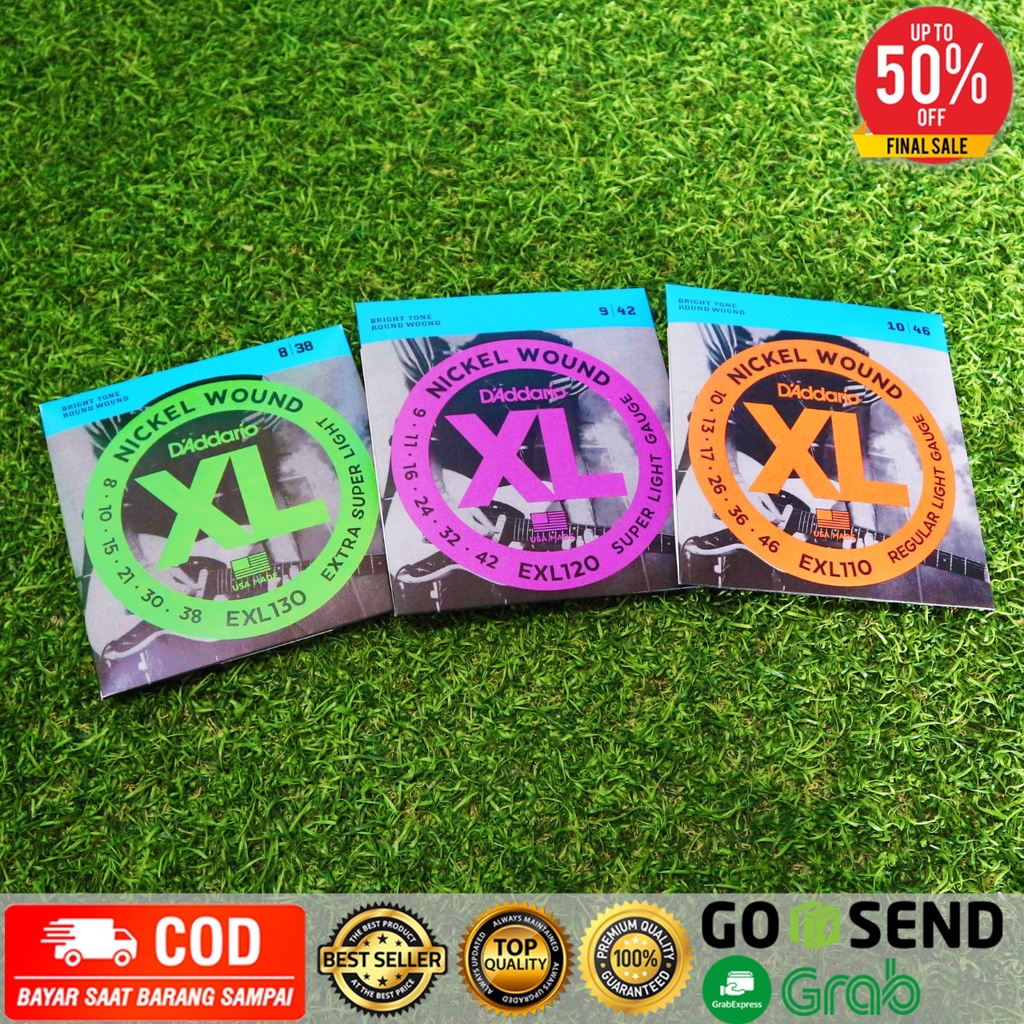 Senar Gitar Elektrik D'addario Daddario EXL110 EXL120 EXL130 1 Set