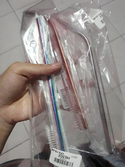 Sedotan Minum Bahan Stainless Steel, Dapat Dicuci Dipakai Ulang Kuas