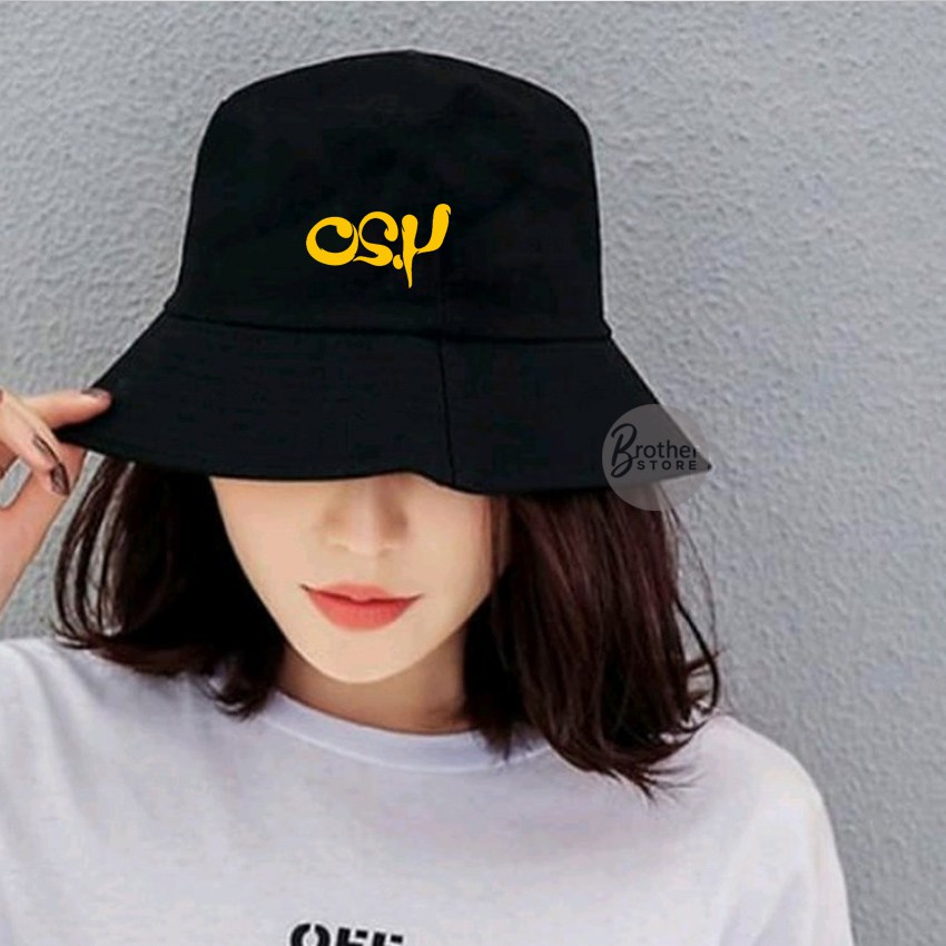 Topi Bucket - Topi Gunung - Logo empat dua puluhText Kuning