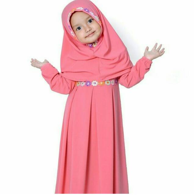 Snowshop Gamis Anak Alina Bahan Jersey - Biru Ungu dan Salem