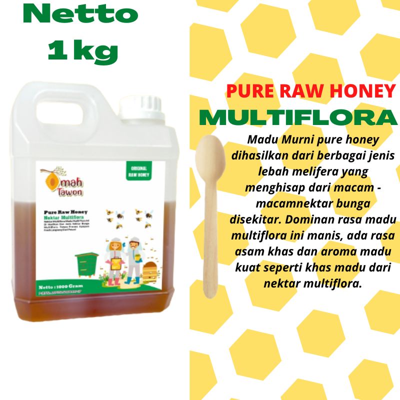 Madu Murni Multiflora Madu Mentah Raw Honey 1 liter