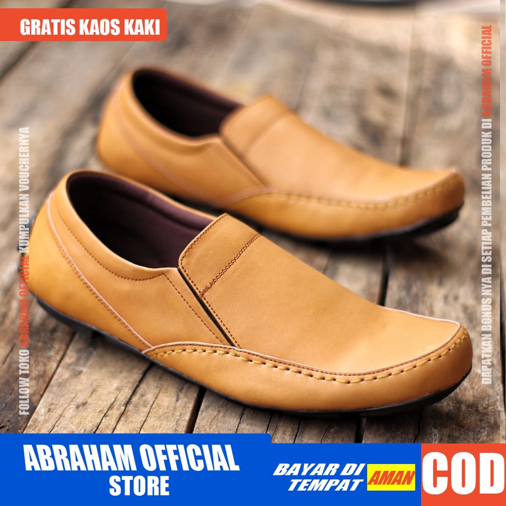 ABRHM x NIBA Sepatu Casual Slip On  Kulit Asli Kasual Formal Pantofel Pria Kerja Kantor Kondangan Original