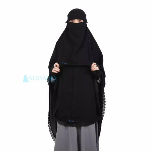 Alsyahra Exclusive Set Khimar XXL Al Shams Niqab Poni Jetblack