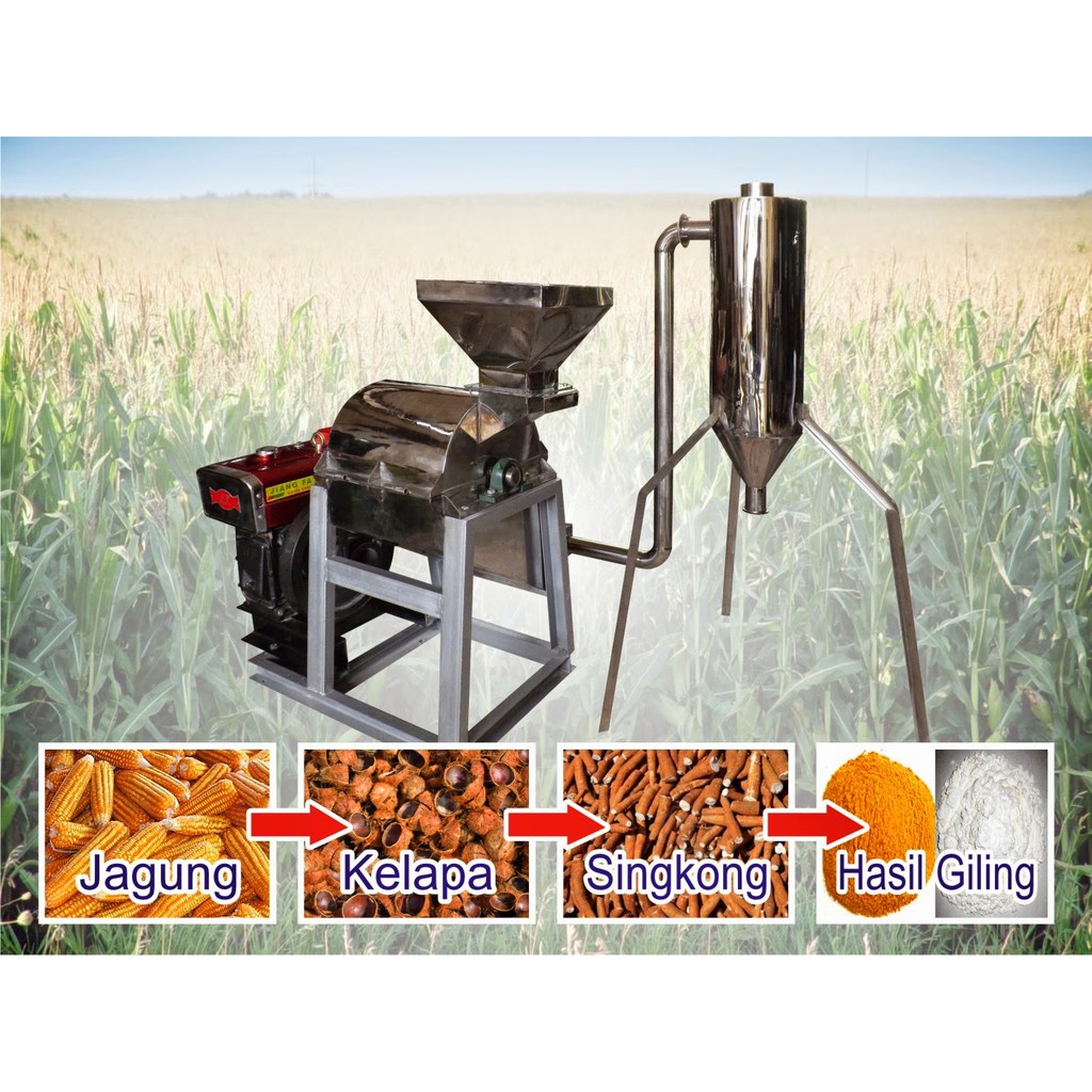 Mesin Hammer Mill Penepung Jagung Cyclone / Mesin Penggilingan Jagung Jadi Tepung