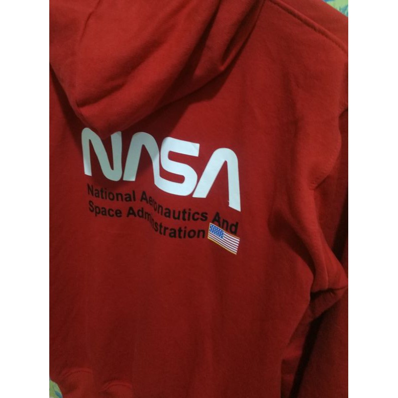 Hoodie Nasa Flag Merah Sweater Red Free Paper Bag