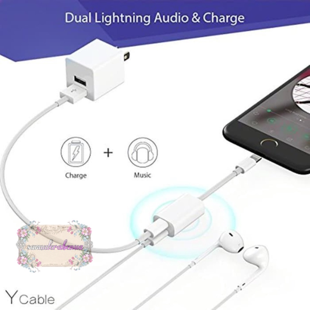 JH006 Kabel Splitter Y i ponee - Y Cable Adapter Converter Lighthing 2in1 SB3733