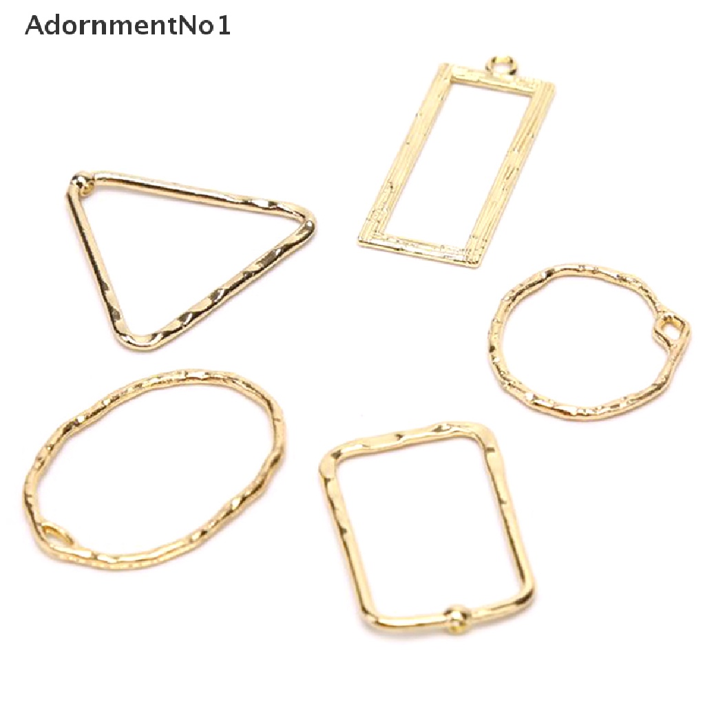 (AdornmentNo1) 10pcs / Set Liontin Geometri Hollow Out Bahan Alloy Untuk Membuat Perhiasan DIY