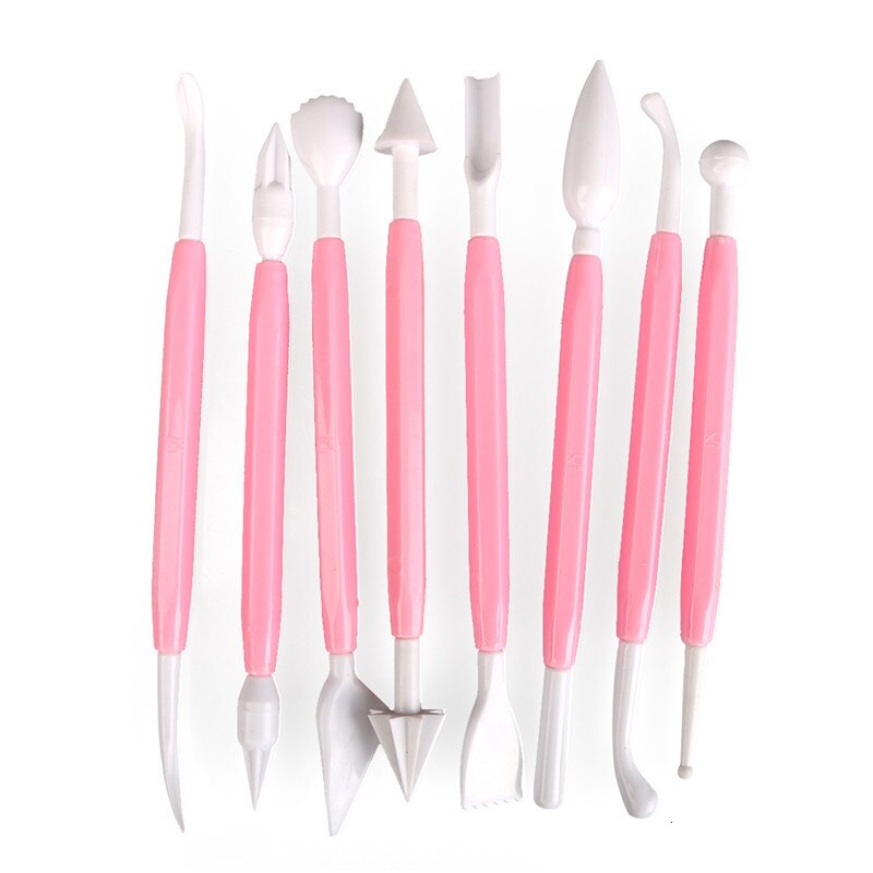 8pcs/Set Fondant Cake Decorating Pen Mixed Shape Modeling Plunger Cutters Fondant Cookie Sculpture Baking Tool