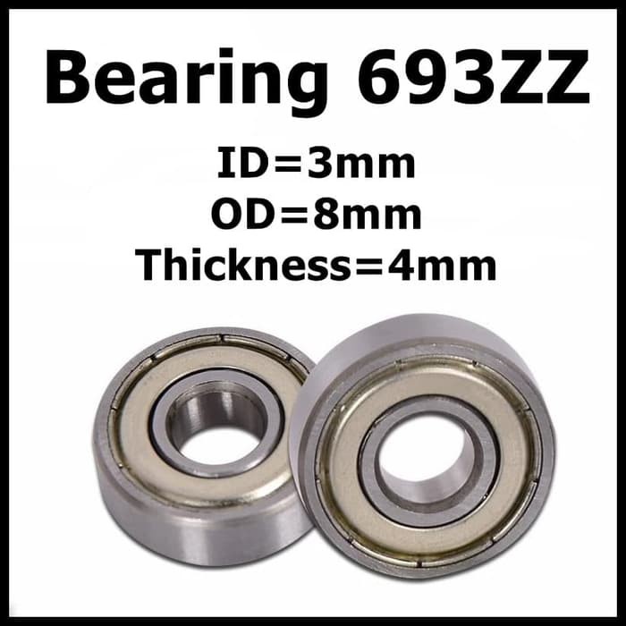 Bearing 693zz Deep Groove Ball Bearing Miniature 3 x 8 x 4 mm