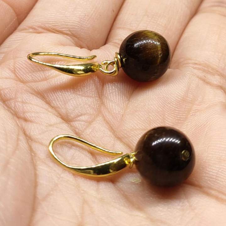 Anting Rhodium Giok Tiger Eye : FREE KOTAK