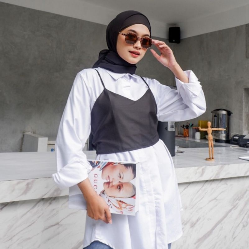 CROP TOP VEST BLACK / CROP TOP TALI BELAKANG / VEST TALI BELAKANG