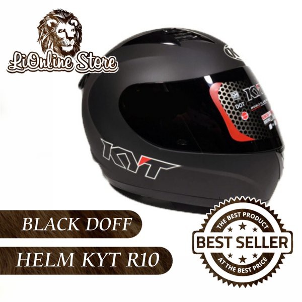 Turun Harga   Helm KYT R10 R 10 Black Doff Hitam Dop Helm Fullface Helm Full Face