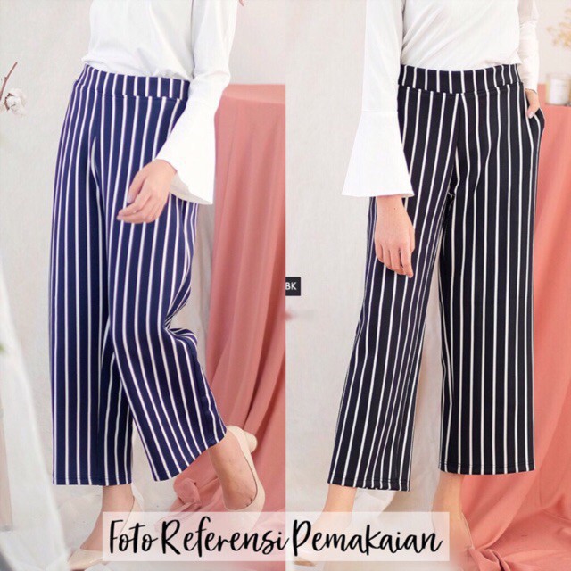 [COD] CELANA KULOT PANJANG SALUR / STIPE PANTS - celana kulot bahan crepe tebal