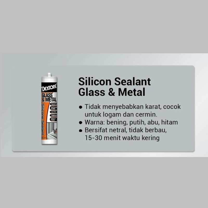 LEM DEXTONE - SILICONE SEALANT TABUNG GLASS AND METAL 300 ML - SILIKON - black