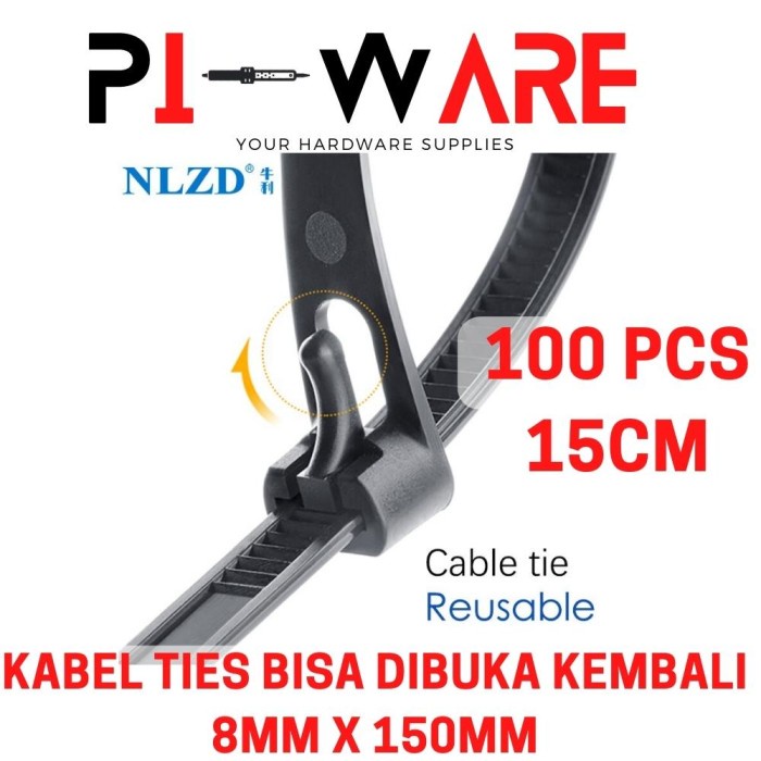 Cable Tie Reusable Bisa Pakai Ulang Kabel Ties 15cm 150mm Isi 100 Pcs