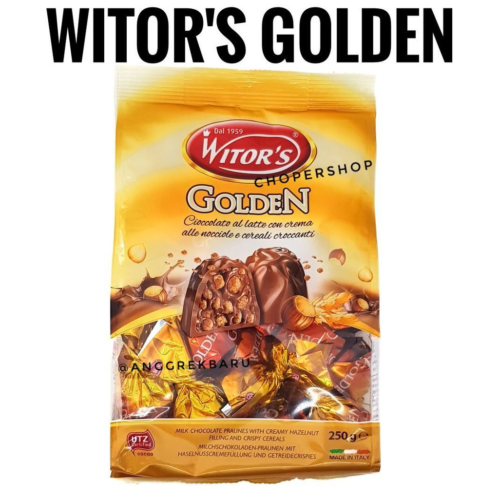 

witors golden | coklat susu praline krim kacang hazel | 250g