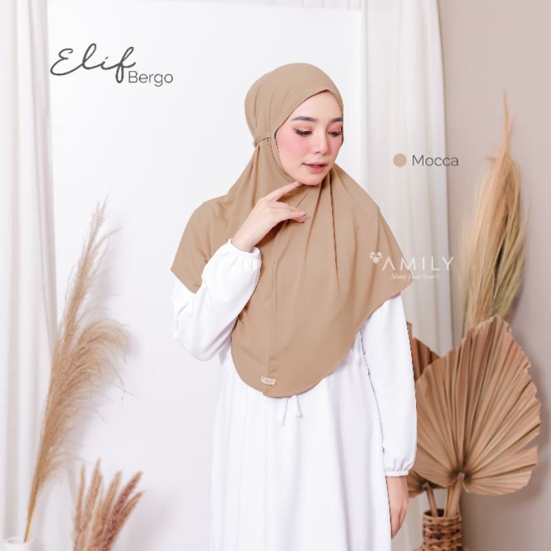 elif bergo hijab instan kekinian original amily-Mocca