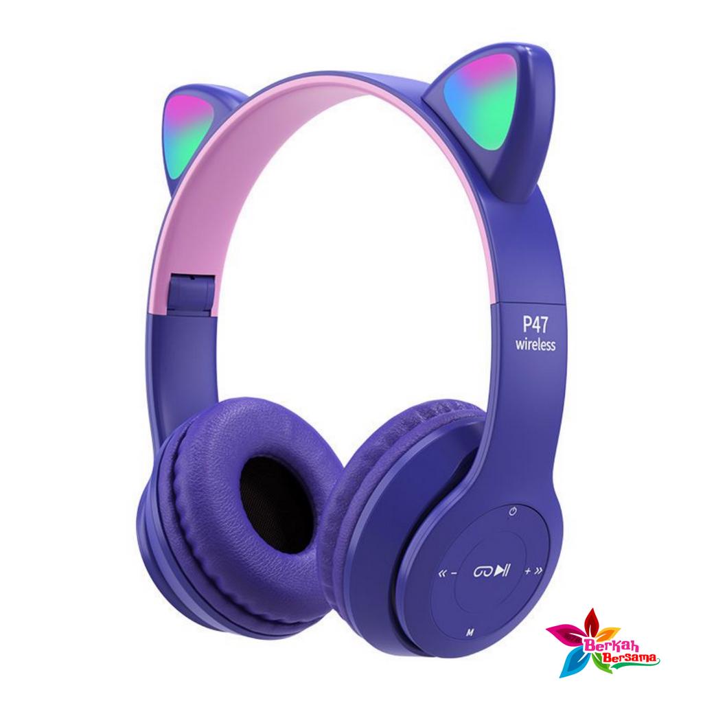 CAT EARS HEADSET headphone Hf bando telinga kucing P47m LED BANDO BLUETOOTH wireles RGB GAME HEADSET G-P47M LED WIRELESS super BASS BB8309