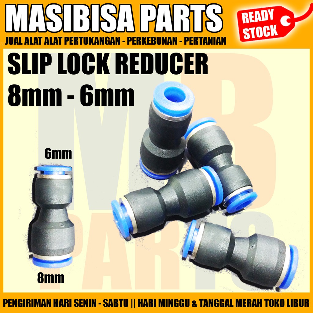 SLIP LOCK JOINT / REDUCER 8mm x 6mm / FITTING PNEUMATIC