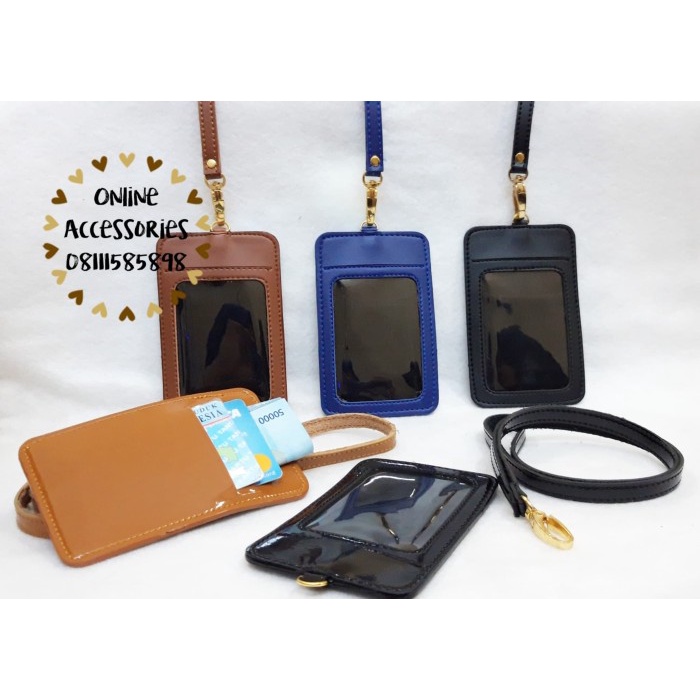 

ORGANIZER-DOCUMENT- NAME TAG ID CARD HOLDER TALI KULIT 4 SLOT CARD TALI KALUNG - HITAM DOP
