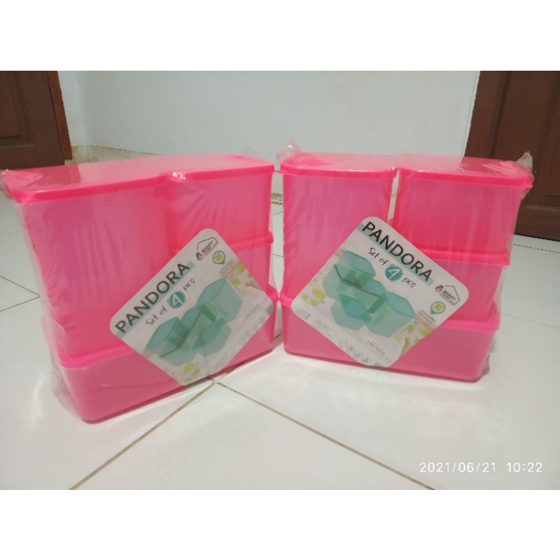 Pandora sealware set 4 in 1/kotak toples kedap udara/sealware plastik set Biggy home plast