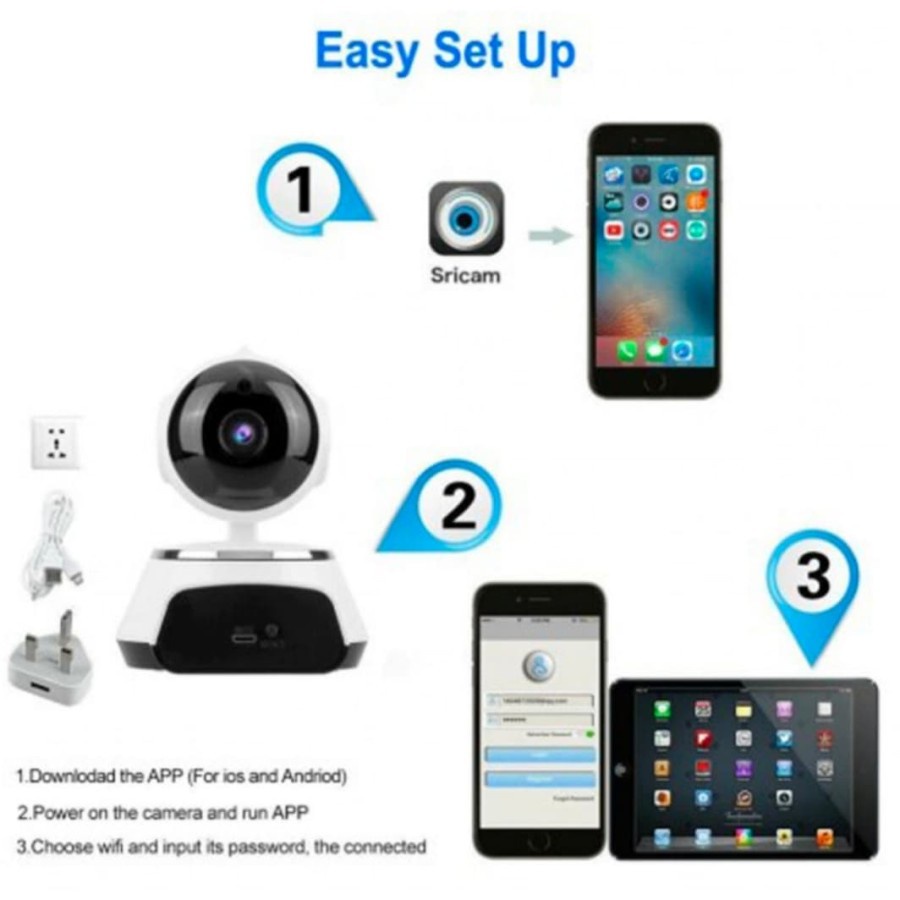 SM88- Smart IP Camera Wifi V380 Wireless Mini IP CCTV support night Infrared